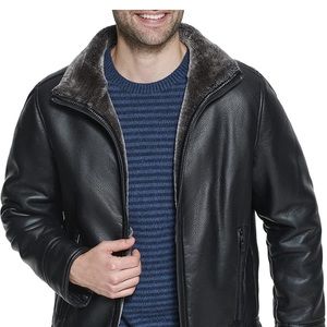 Calvin Klein men’s faux leather jacket with faux fur lining